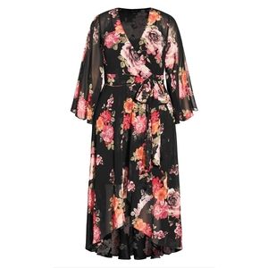 Baroque Floral Maxi Dress by City Chic Size 22 Black
